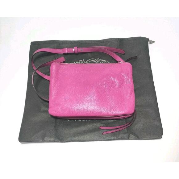 Vince Camuto Soft Pebbled Leather Crossbody Purse Barbie Pink Adjustable Strap - Picture 7 of 9